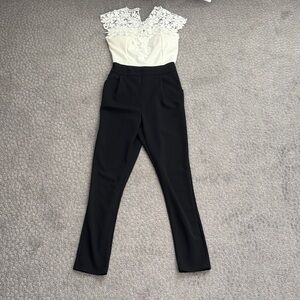 Elegant Black and White Lace Jumpsuit